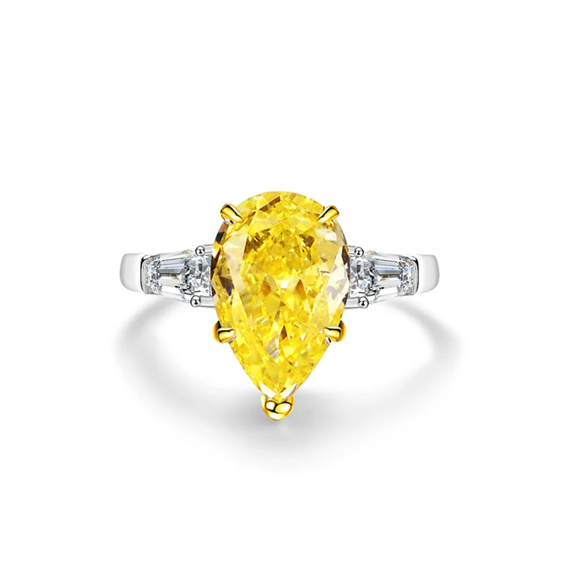 Yellow High Carbon Diamond Promise Ring 925 Sterling Silver Birthstone Promise Engagement Rings for Women