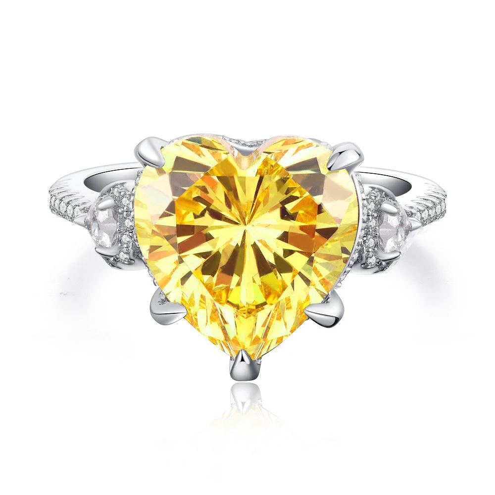 Promise Ring Yellow High Carbon Diamond 925 Sterling Silver Birthstone Promise Engagement Rings for Women