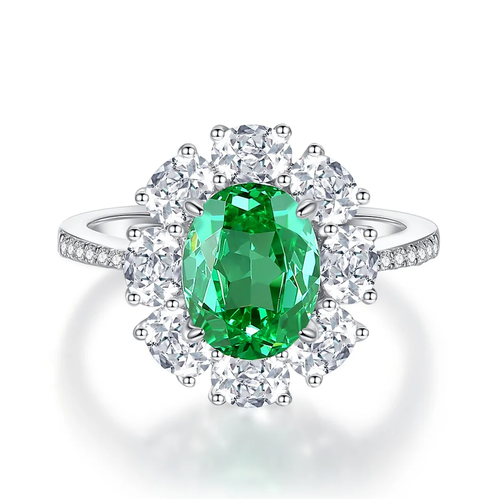 S925 Sterling Silver Emerald Ring Female High Carbon Diamond Birthstone Promise Engagement Rings Rings for Women