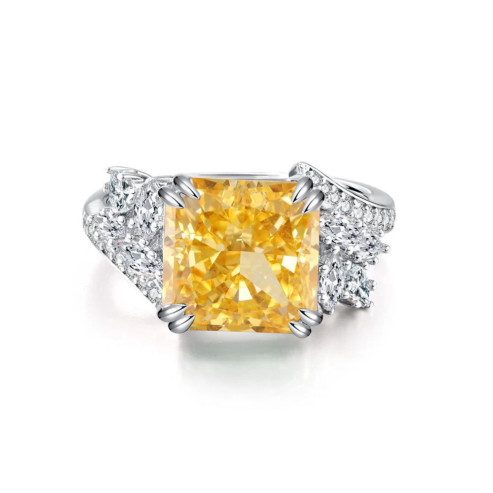 Promise Ring Yellow High Carbon S925 Sterling Silver Birthstone Promise Engagement Rings for Women