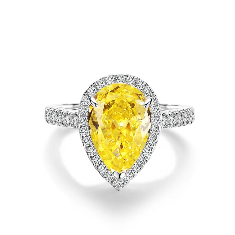 Yellow High Carbon Diamond Promise Ring 925 Sterling Silver Birthstone Promise Engagement Rings for Women