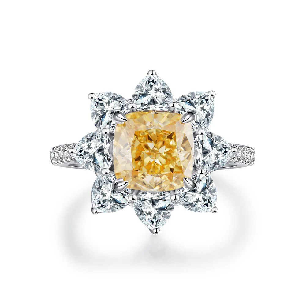 Yellow Promise Ring High Carbon Diamond s925 Birthstone Promise Engagement Rings for Women
