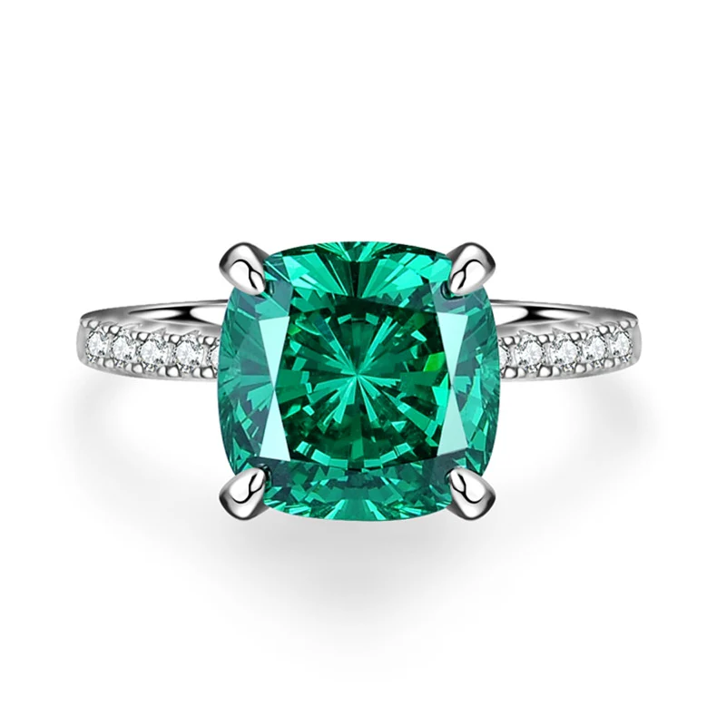 S925 Sterling Silver Emerald Ring Female High Carbon Diamond Birthstone Promise Engagement Rings Rings for Women