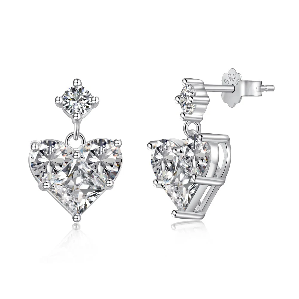 Heart Earrings 925 Sterling Silver Love Heart Dangle Earrings Birthstone Leverback Jewelry for Women