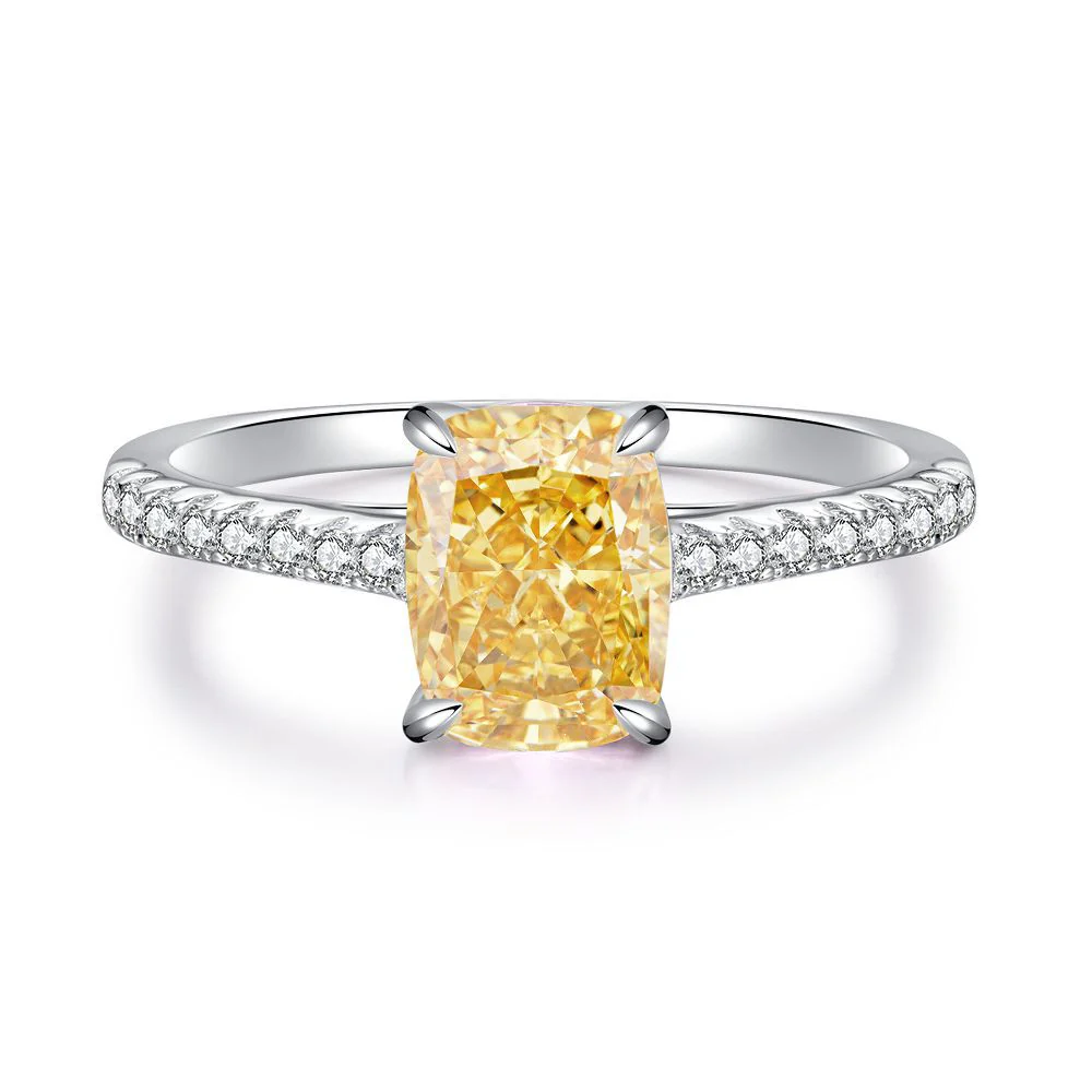 S925 Promise Ring Yellow High Birthstone Promise Engagement Rings for Women