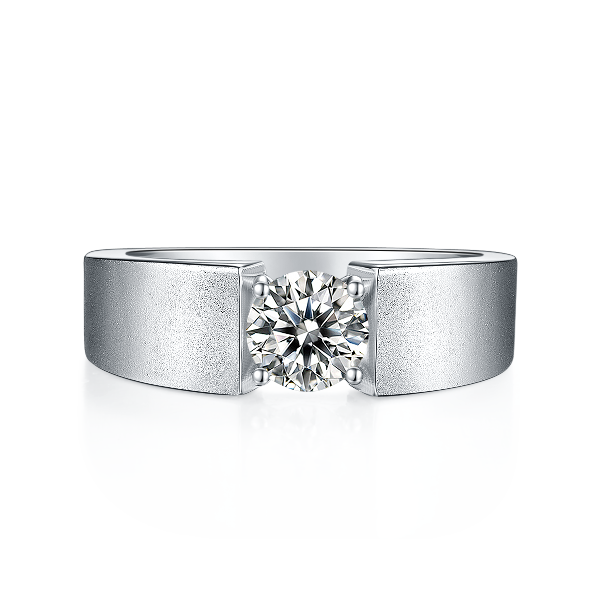 M82A S925 Silver Plated White Gold Moissan Diamond Men's Ring 1 Carat Grade D