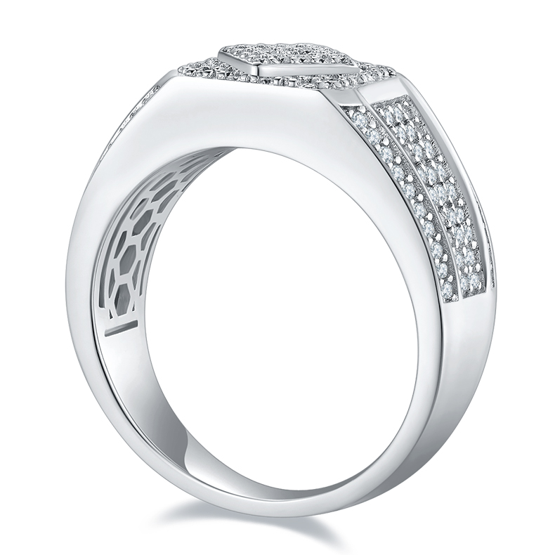 S925 silver plated white gold moissanite men's ring criolite D grade 0.94 carat